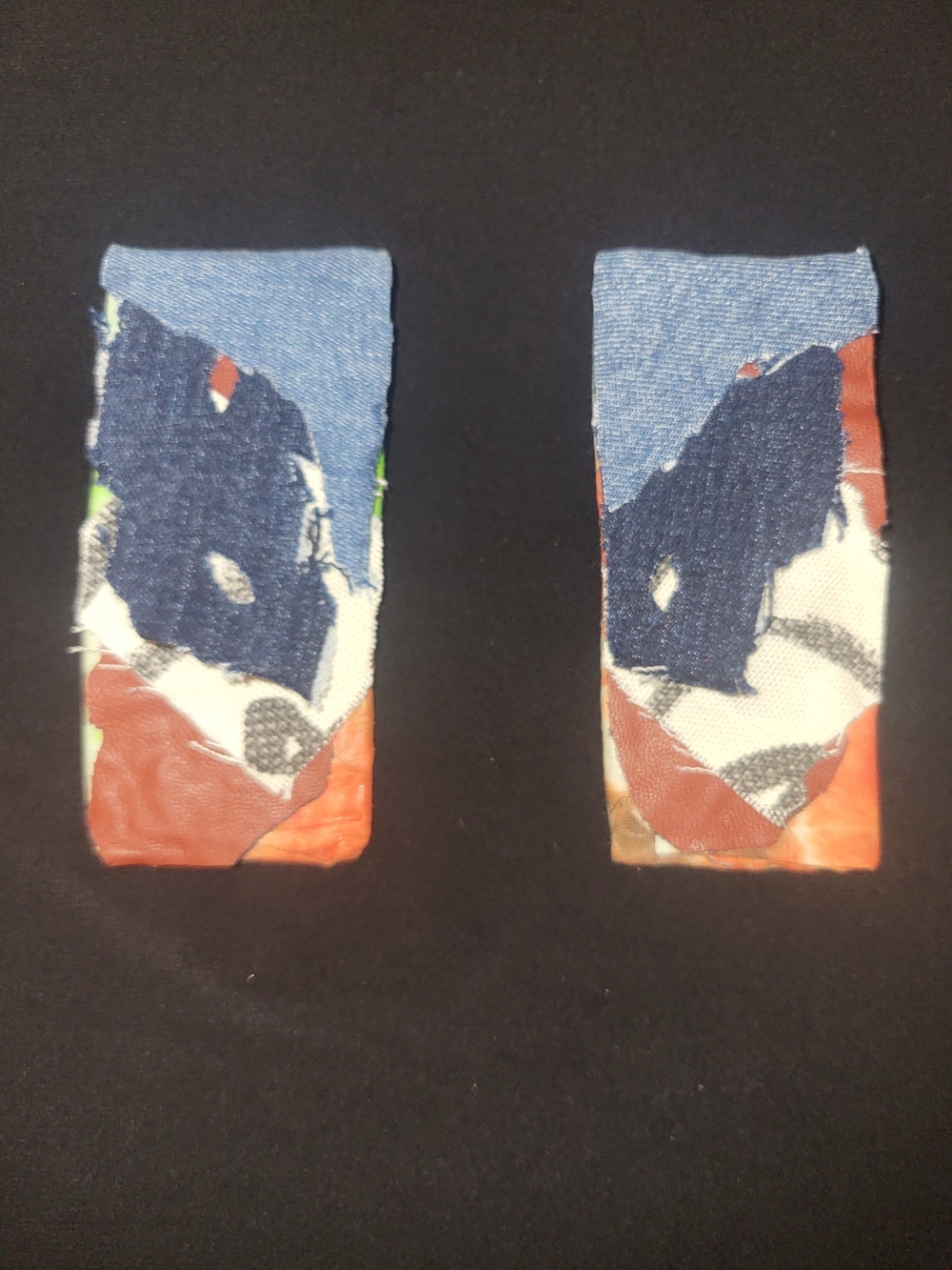 Handmade Multicolor Patchwork Rectangle Drop Earrings